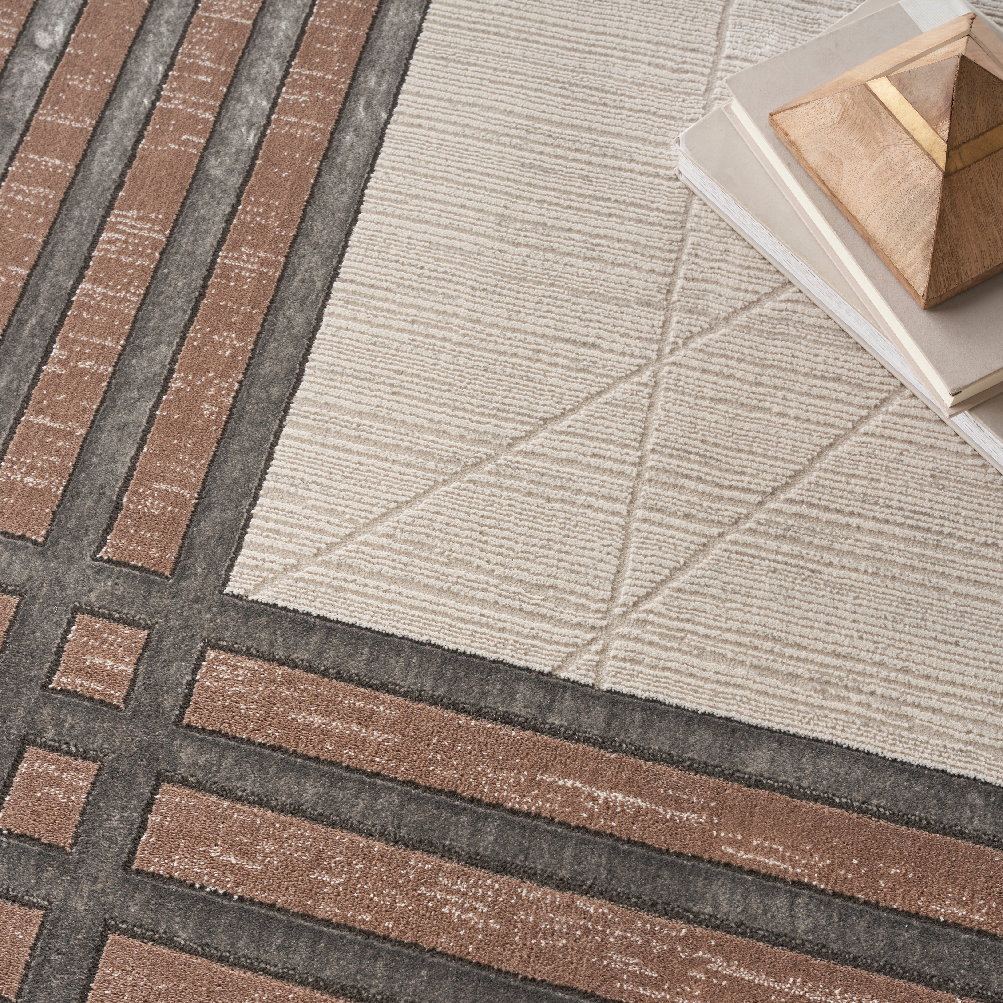 Nourison Desire DSR01 Ivory/Silver Brown Large Rectangle Rug